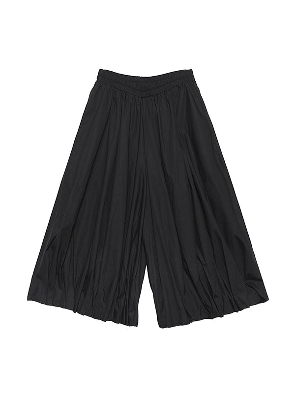 Stylish Black Solid Color High Waisted Wide Leg Pants