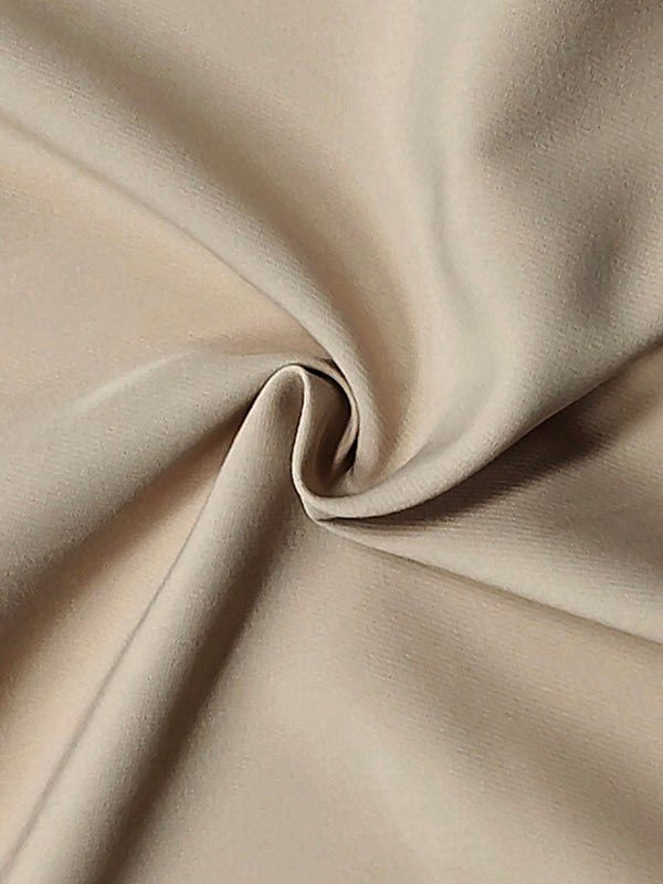 High Waisted Loose Pleated Solid Color Round-Neck Midi Dresses