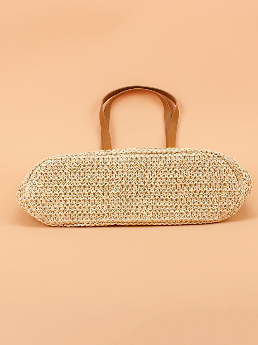 Women Casual Stripe Straw Weave Shoulder Bag