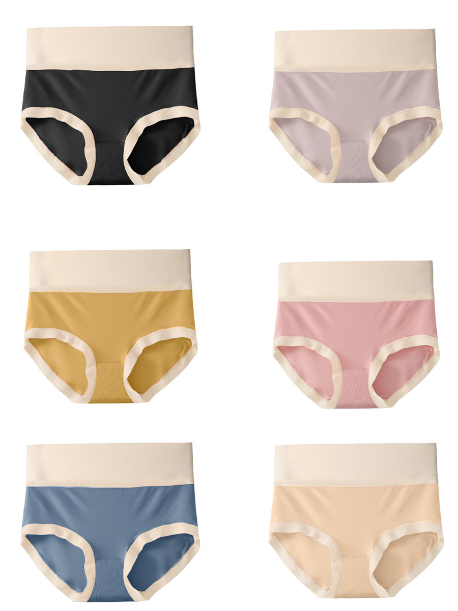 6 Pieces Summer Women Colorblock High Waist Underwear