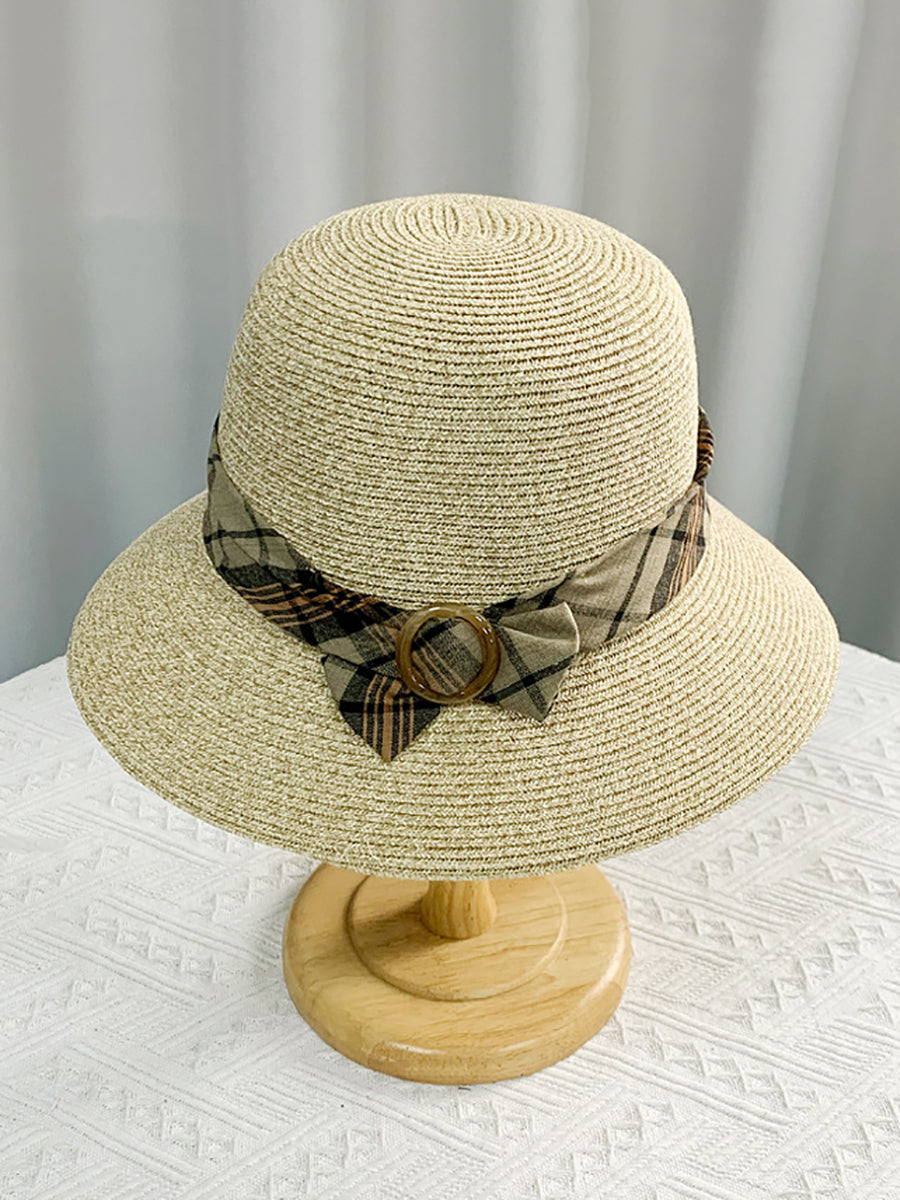 Women Summer Casual Ribbon Straw Hat