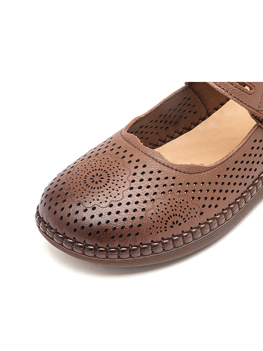 Women Summer Casual Genuinel Leather Low Heel Shoes