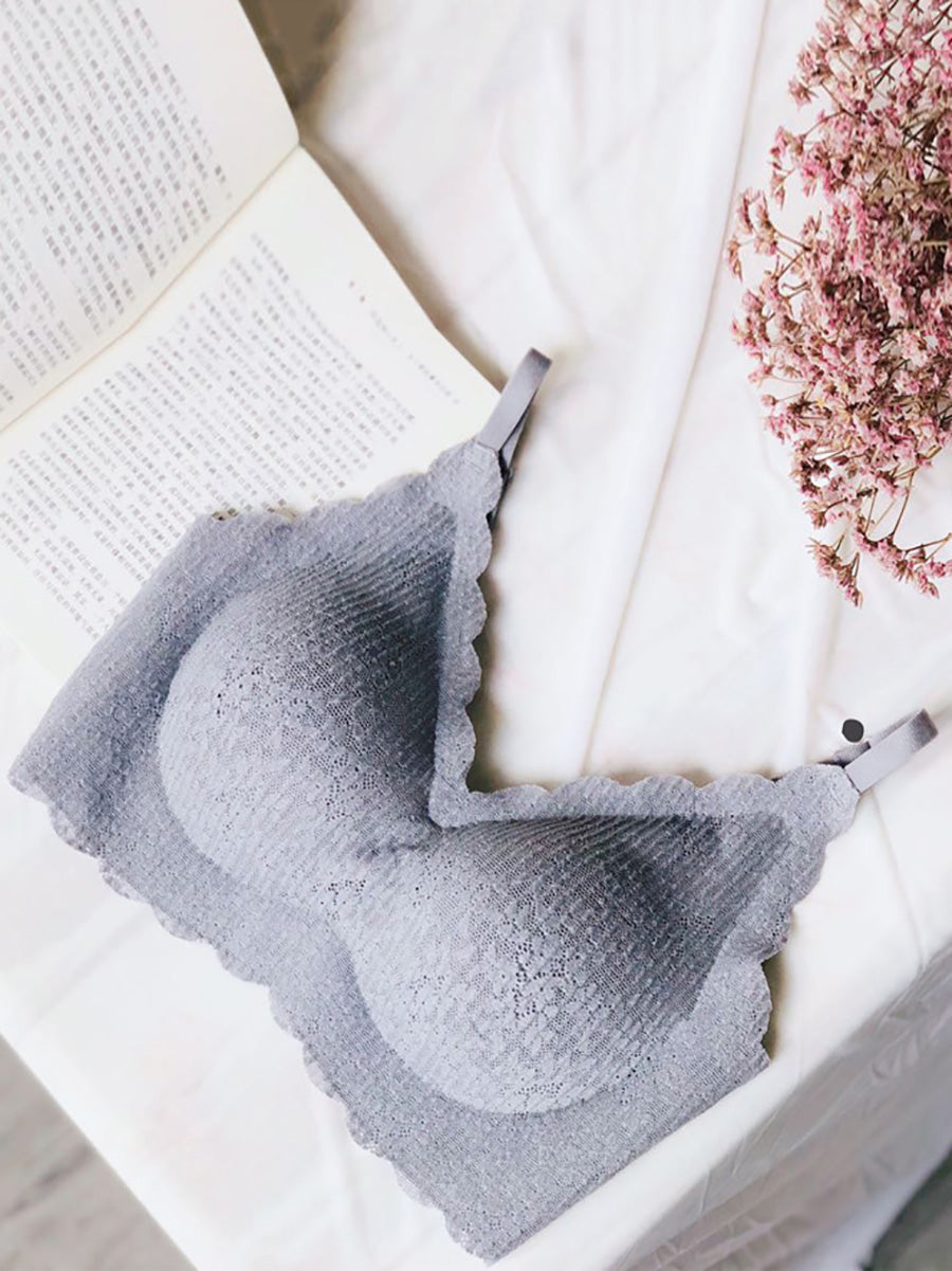 Women Summer Casual Pure Color Satin Seamless Bra