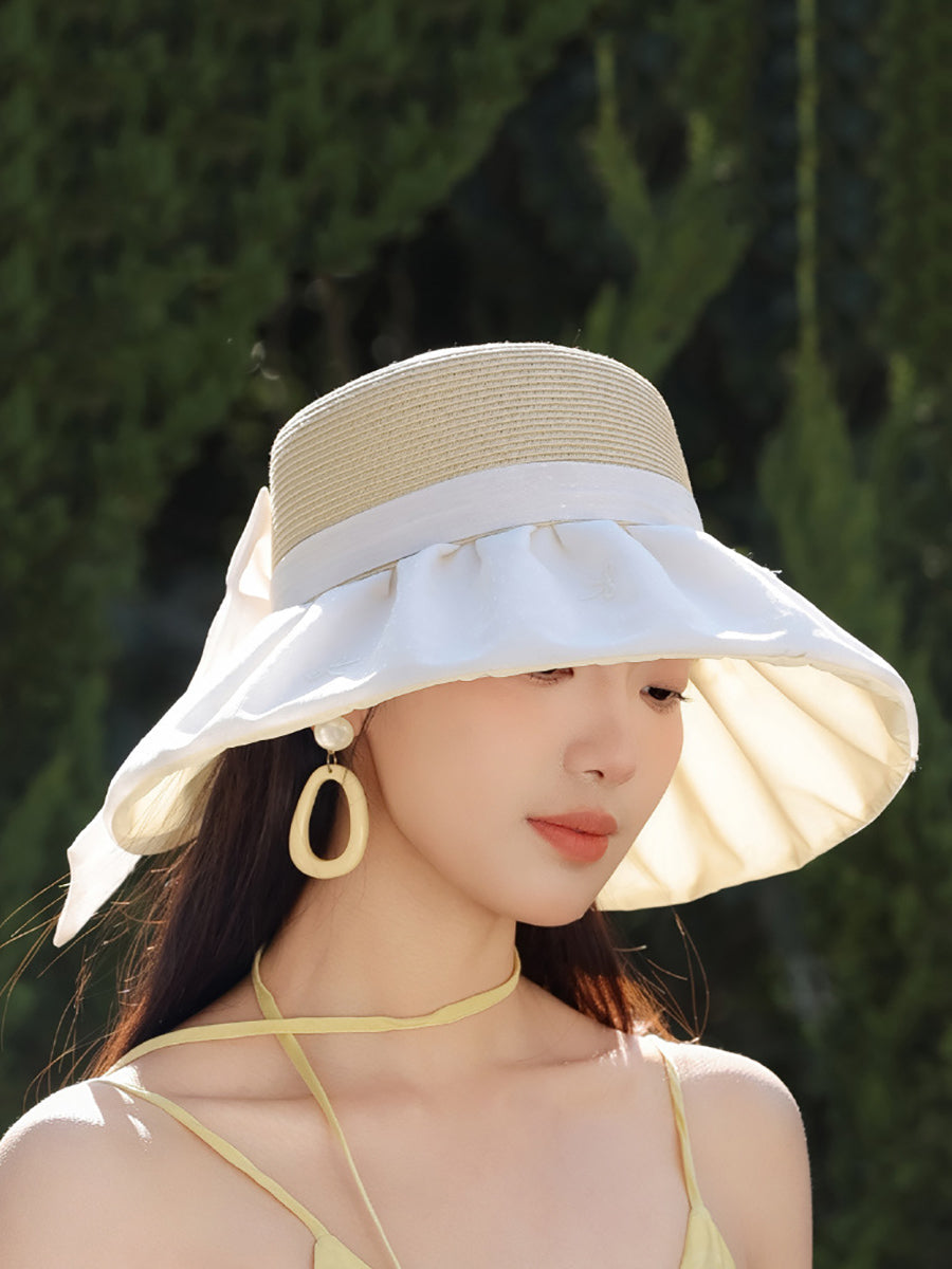 Women Summer Sunproof Straw Spliced Hat