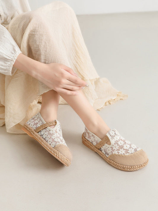 Women Artsy Summer Flower Embroidery Shoes