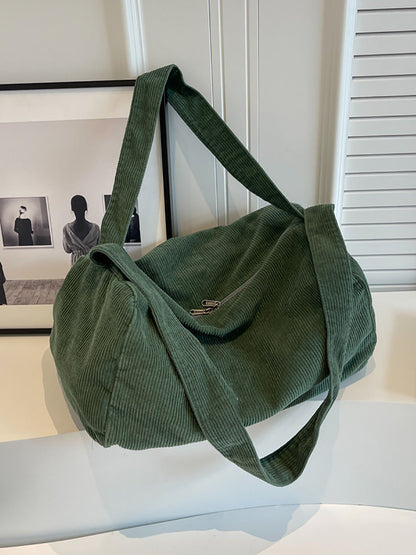 Women Casual Pure Color Corduroy Crossbody Bag
