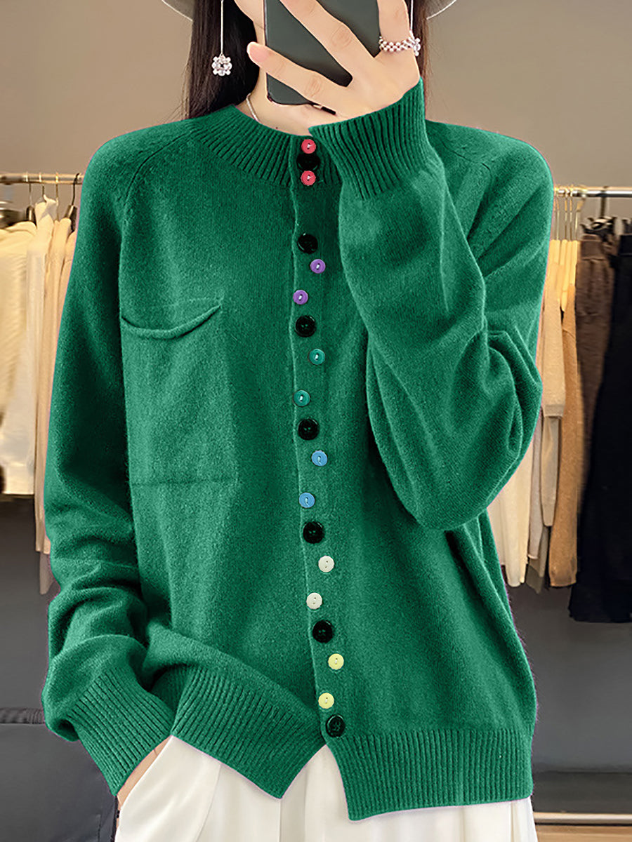 Women Autumn O-Neck Pure Color Knit Sweater