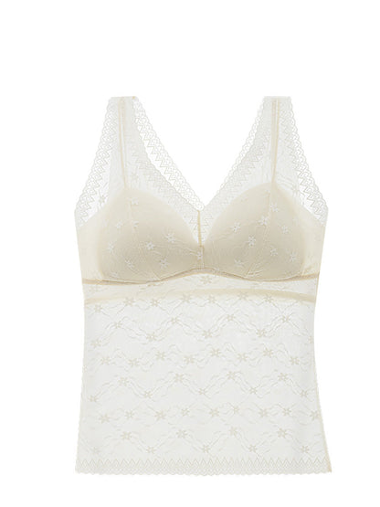 Women Summer Lace Seamless With Breast Pads Base