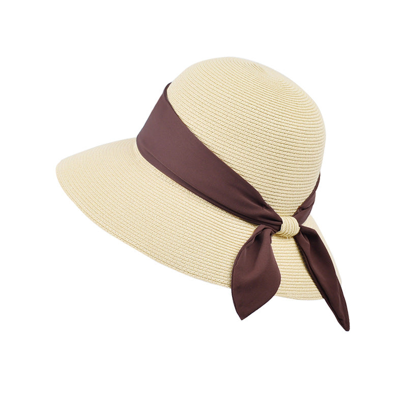 Women Summer Artsy Colorblock Sunproof Straw Hat