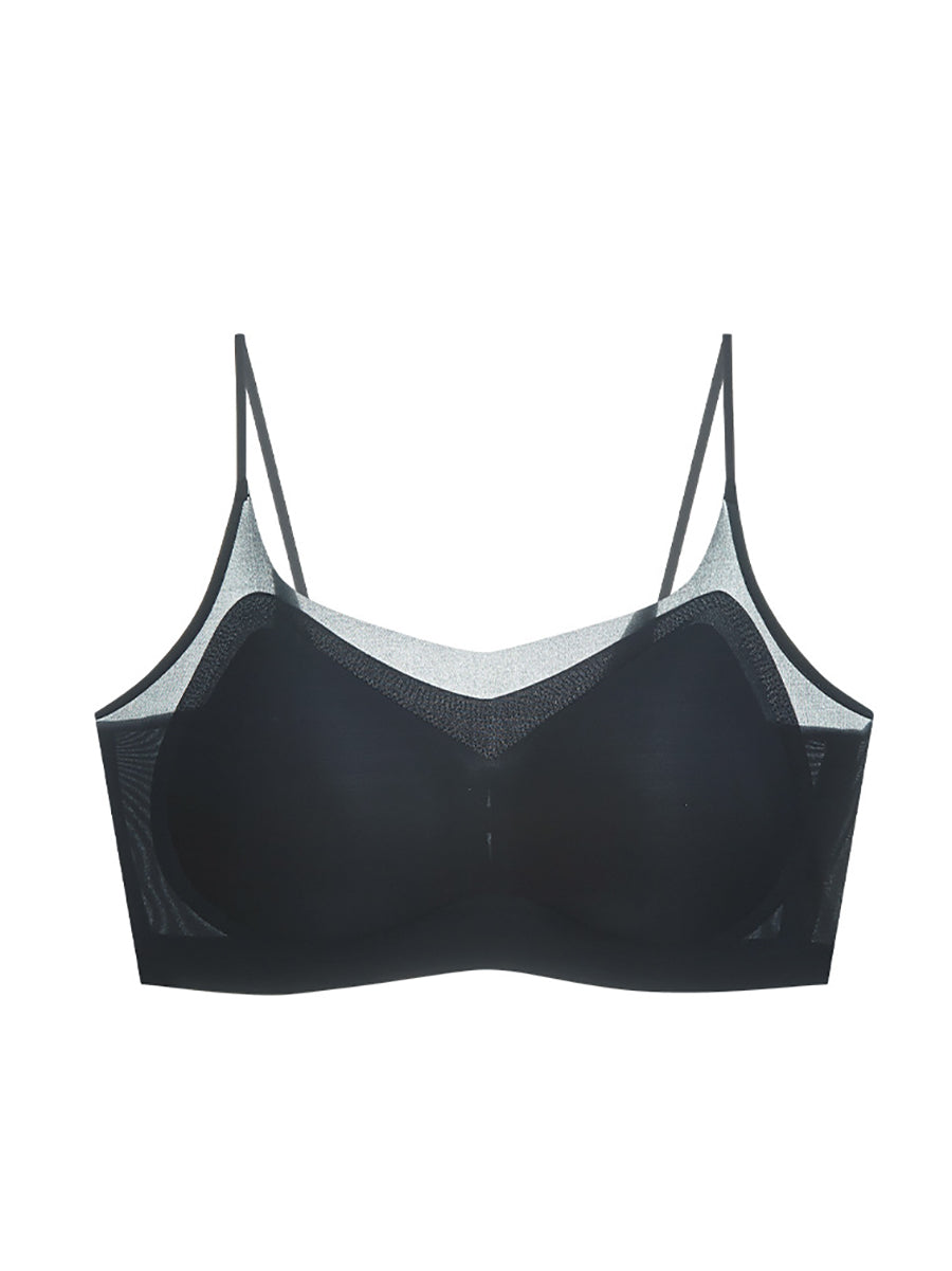 Women Summer Casual Satin Pure Color Seamless Bra