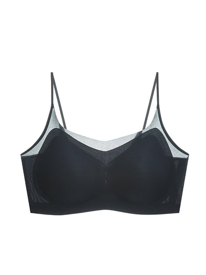 Women Summer Casual Satin Pure Color Seamless Bra