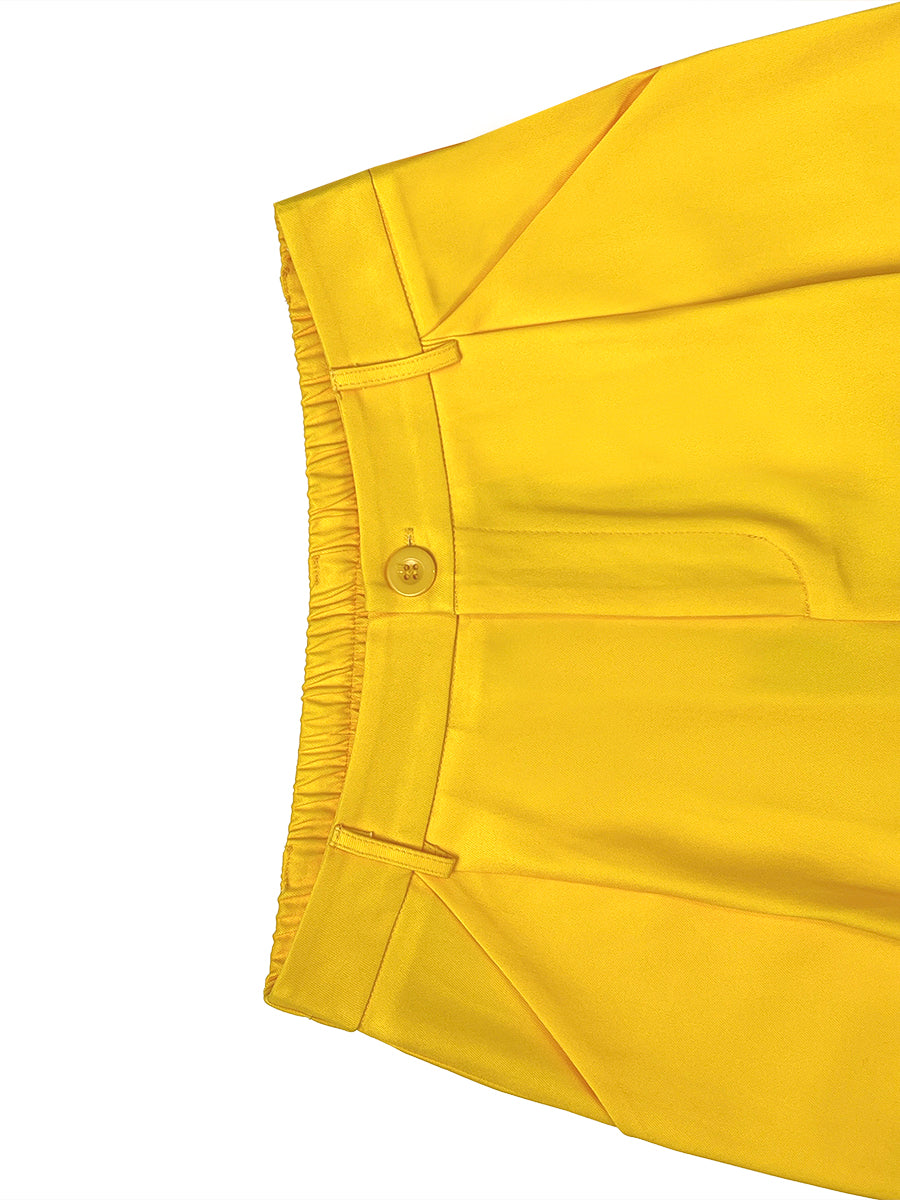 High Waisted Loose Contrast Color Pockets Polka-Dot Split-Joint Suit Pants