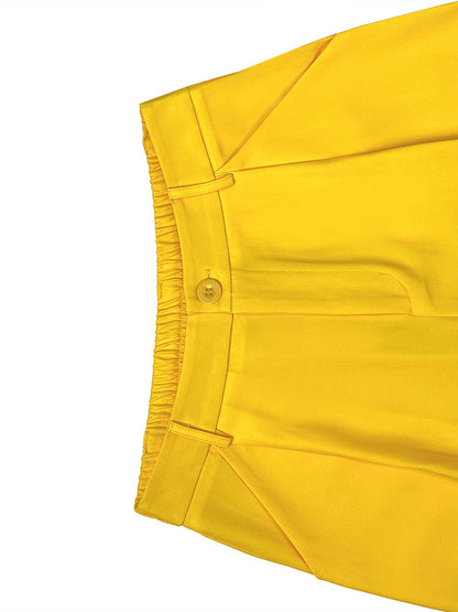 High Waisted Loose Contrast Color Pockets Polka-Dot Split-Joint Suit Pants