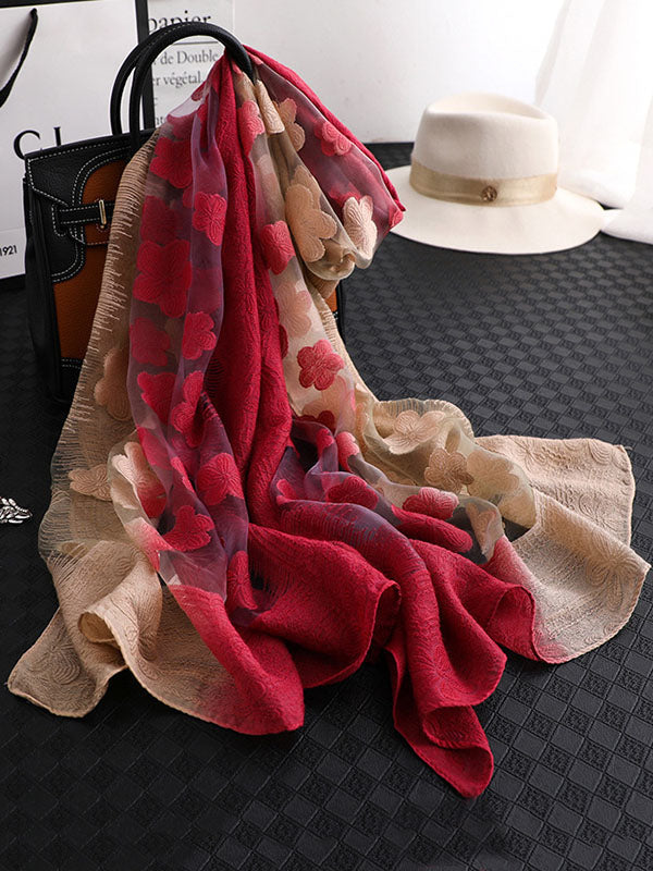 Original Floral Sun-Protection Silk Scarf