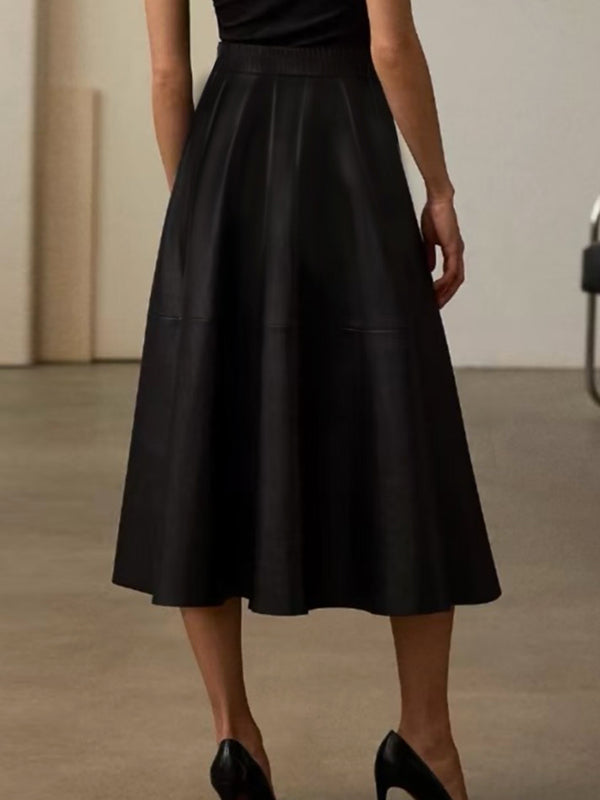 A-Line High Waisted Belted Buttoned Solid Color Split-Joint Zipper Skirts Bottoms