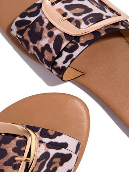 Buckle Leopard Slippers