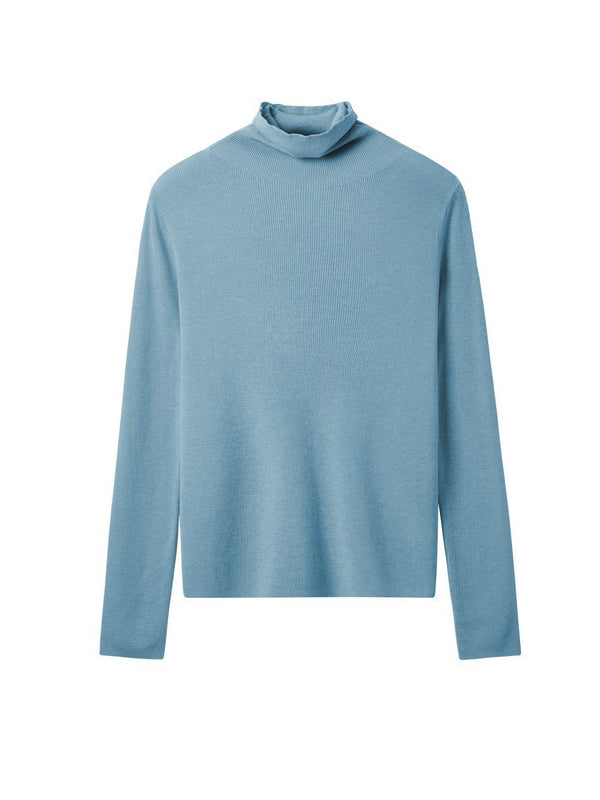 Long Sleeves Skinny Solid Color High-Neck Knitwear Pullovers Sweater Tops