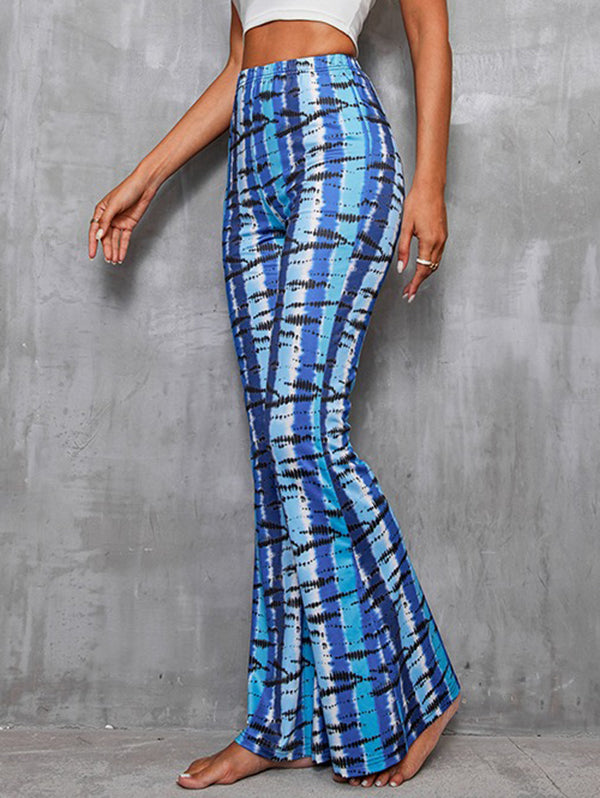High Waisted Skinny Elasticity Printed Split-Joint Pants Trousers