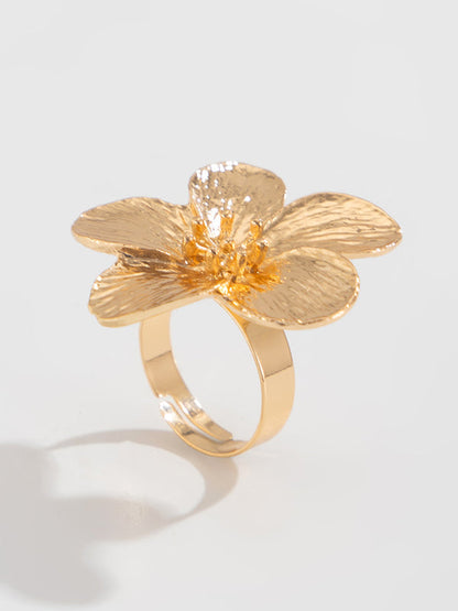 Flower Shape Pleated Shiny Rings Accessories