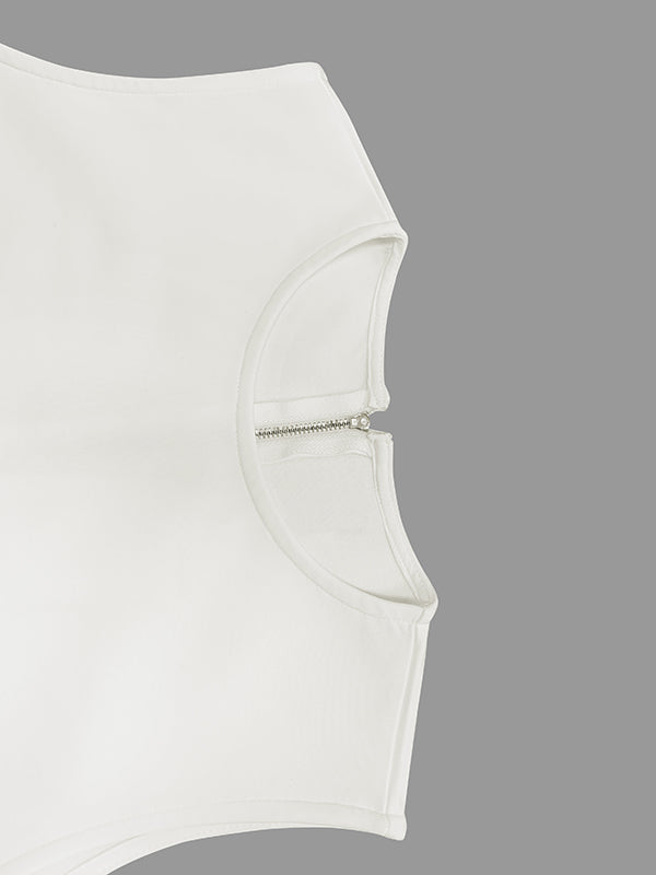 A-Line Loose Solid Color Split-Joint Round-Neck Vest Top