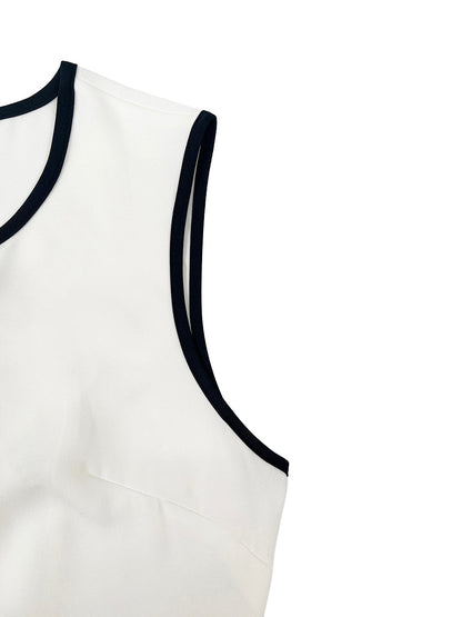 Loose Sleeveless Contrast Color Pockets Zipper V-Neck Jumpsuits