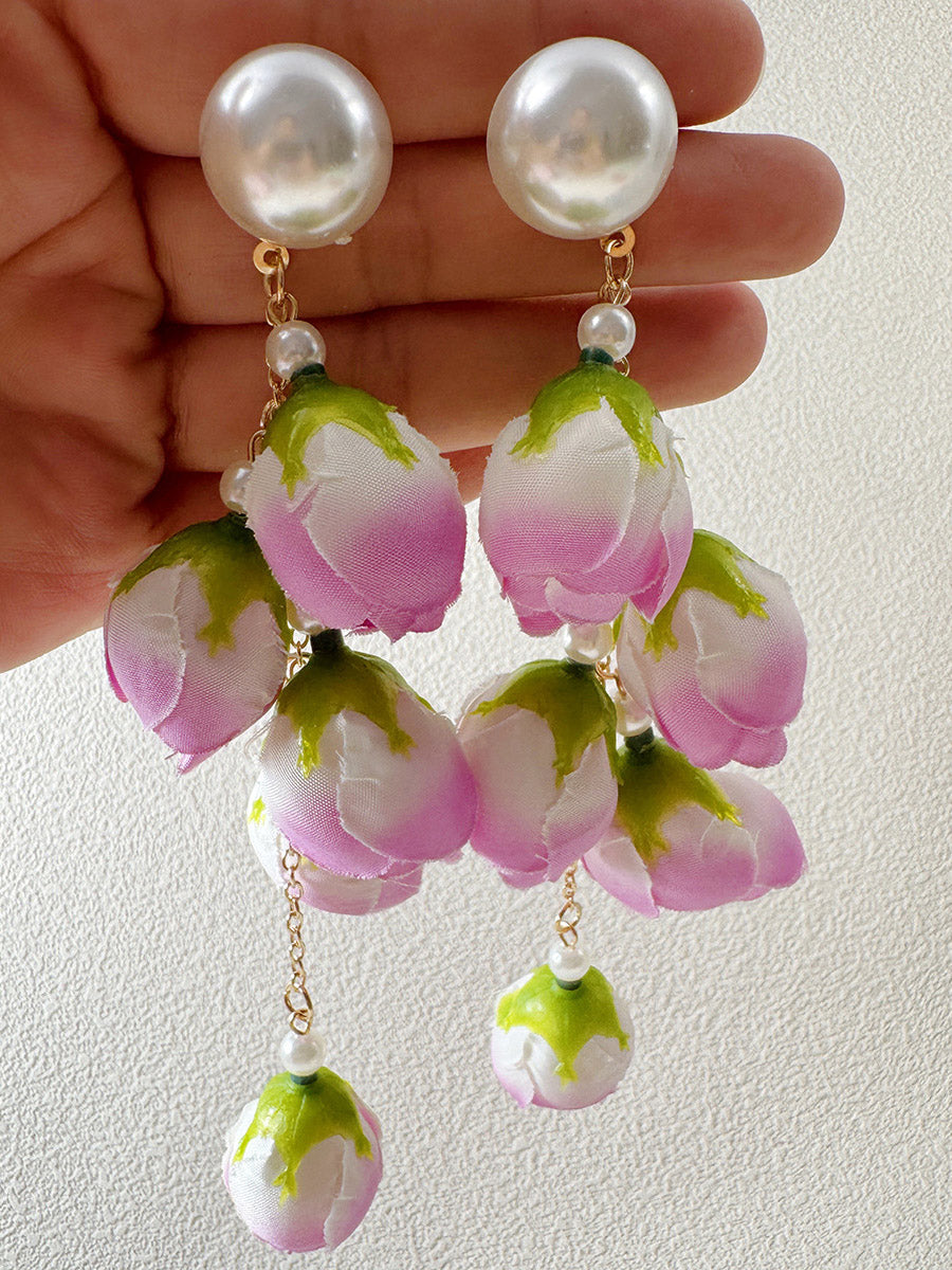 Tasseled Flower Shape Drop Earrings