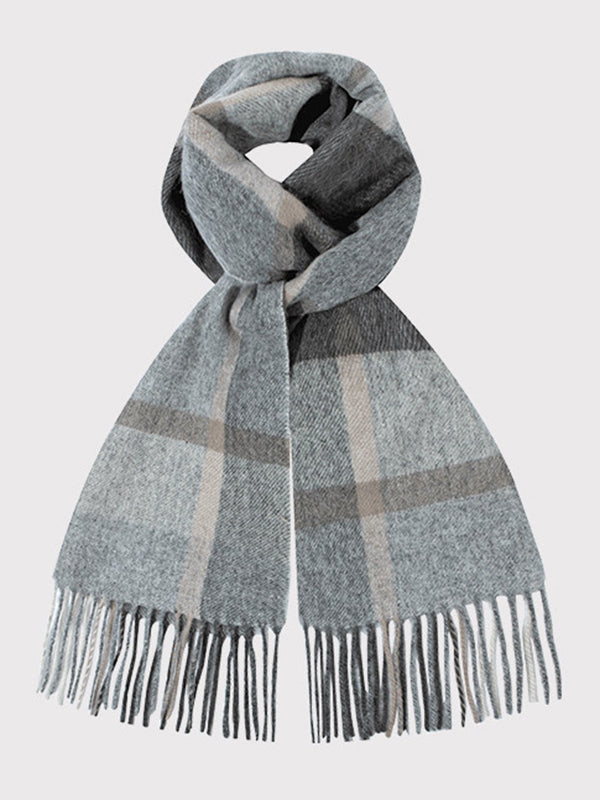 Contrast Color Keep Warm Tasseled Shawl&Scarf