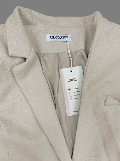 Long Sleeves Loose Pockets Solid Color Split-Joint Notched Collar Blazer Outerwear