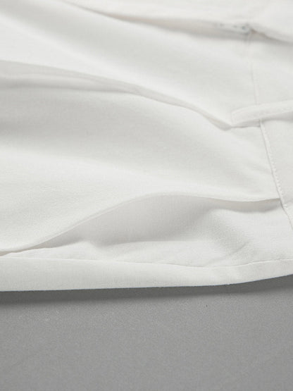 Elasticated Waist High Waisted Pleated Solid Color Split-Joint Pants