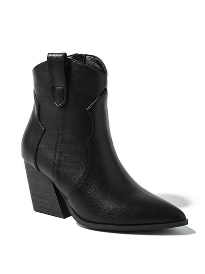 Pointed-Toe Split-Joint Zipper Boots Pumps