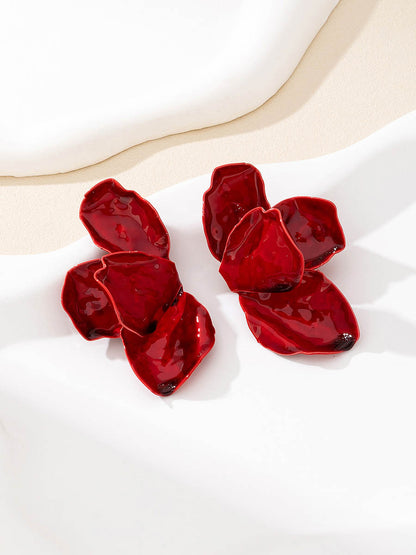 Irregularity Flower Print Earrings Accessories