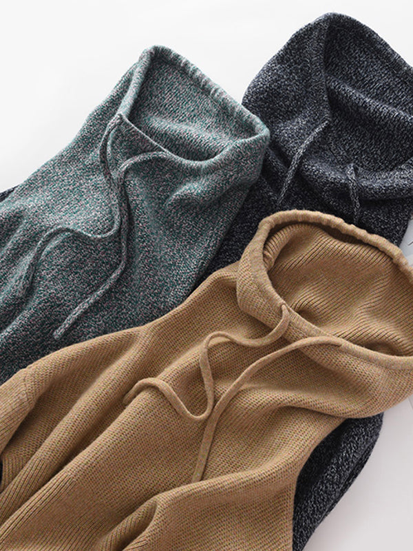 Casual Loose 3 Colors Hooded Long Sleeves Sweater Top