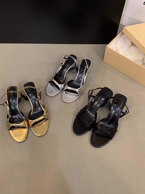 Belt Buckle Open Toe Peep-Toe Split-Joint Pumps Sandals Sling Shoes