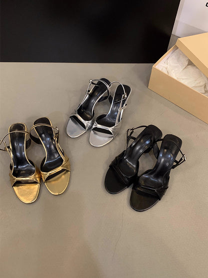 Belt Buckle Open Toe Peep-Toe Split-Joint Pumps Sandals Sling Shoes