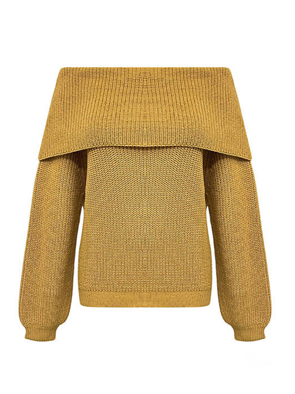 Long Sleeves Loose Solid Color Split-Joint Round-Neck Sweater Tops