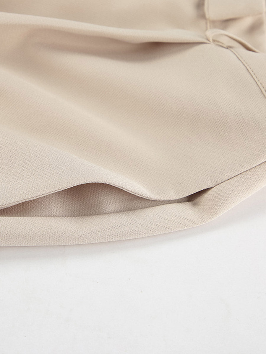 Cropped Sleeveless Buttoned Pockets Solid Color V-Neck Pants Two Pieces Set Vest Top