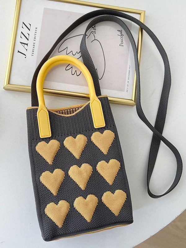 Heart Print Split-Joint Bags Crossbody Bags Handbags