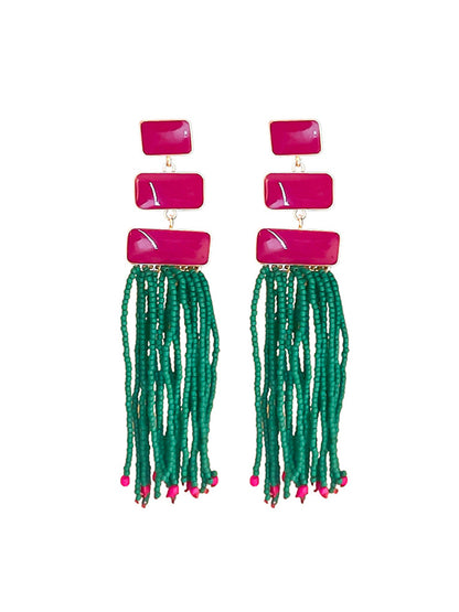Geometric Tasseled Drop Earrings
