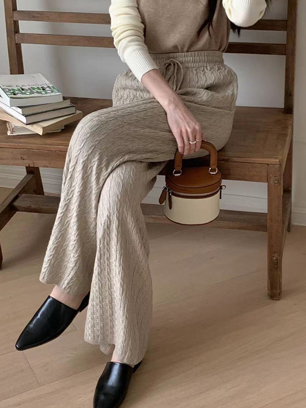 High Waisted Loose Drawstring Tied Waist Pants Trousers