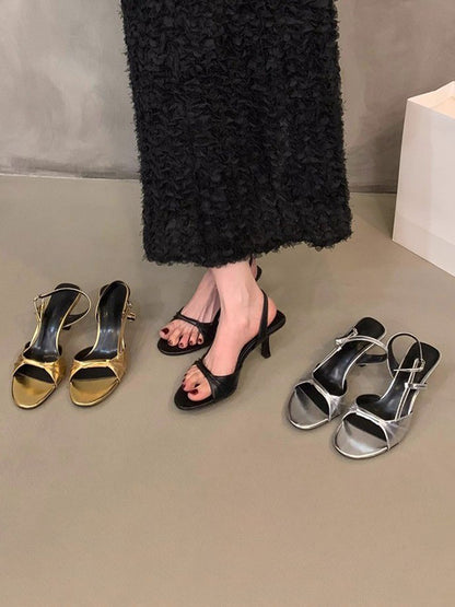 Belt Buckle Open Toe Peep-Toe Split-Joint Pumps Sandals Sling Shoes