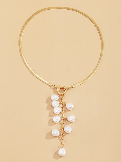 Original Pearl Pendant Geometric Necklace