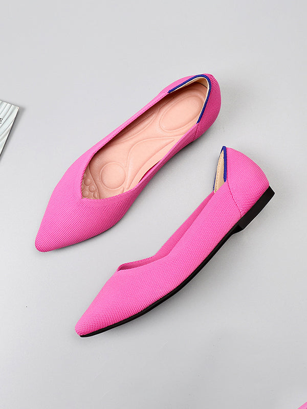 Pointed-Toe Shallow Cut Split-Joint Flat Shoes