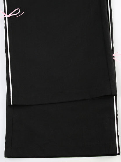 Loose Wide Leg Bowknot Drawstring Elasticity Split-Joint Pants Trousers