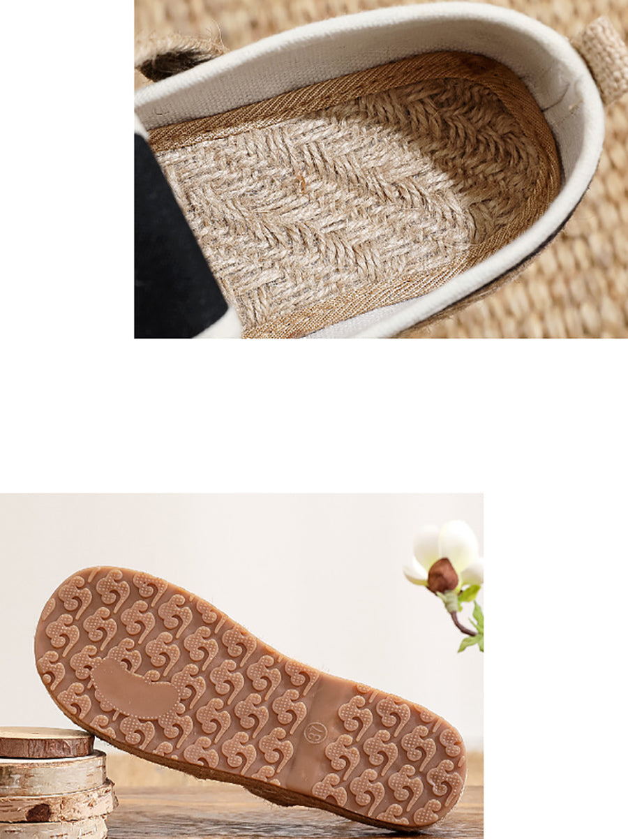 Women Summer Artsy Flower Embroidery Flat Shoes