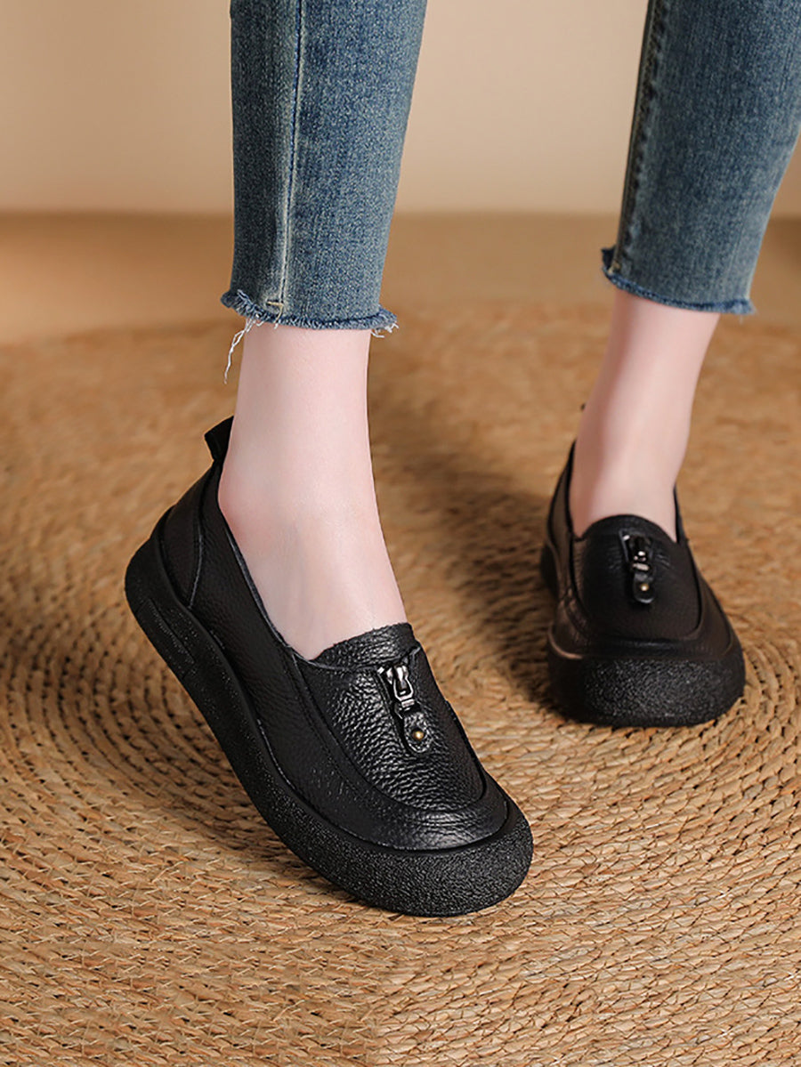 Women Vintage Summer Soft Leather Platform Shoes