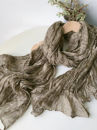 Women Ethnic Print Fold Soft Scarf