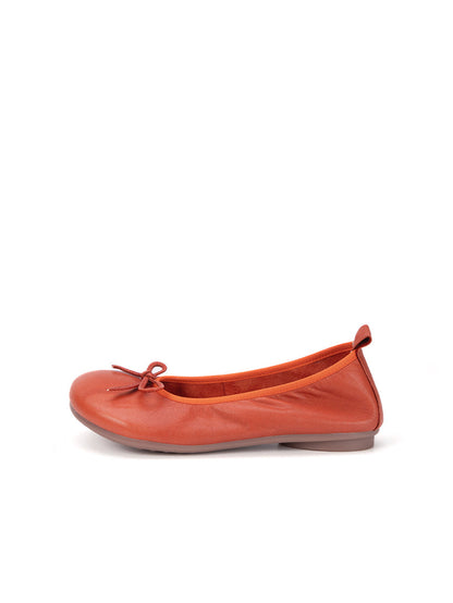 Women Summer Casual Solid Leather Bowknot Shoes