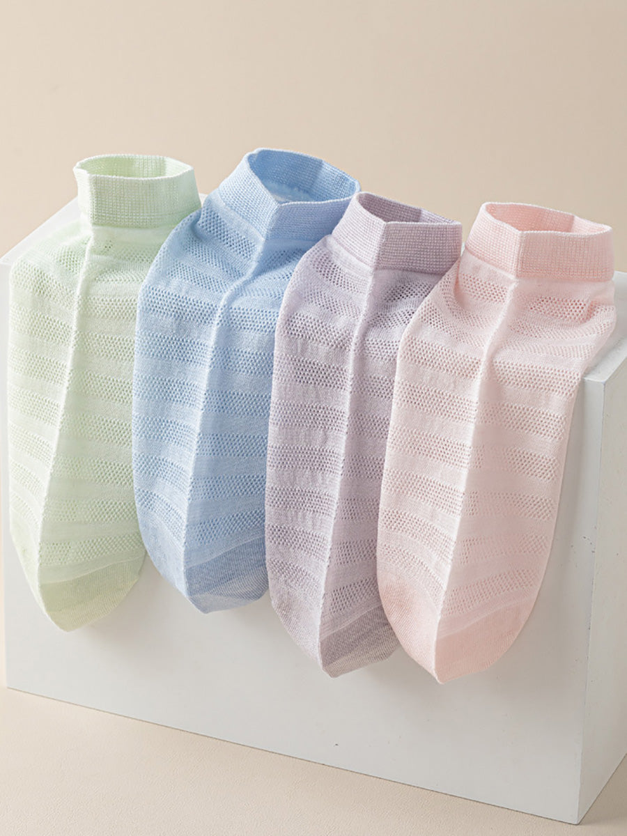 Women Casual Summer Stripe Thin Stripe Short Socks