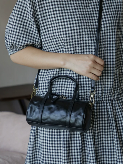 Crinkled Leather Mini Handbag Crossbody Bag