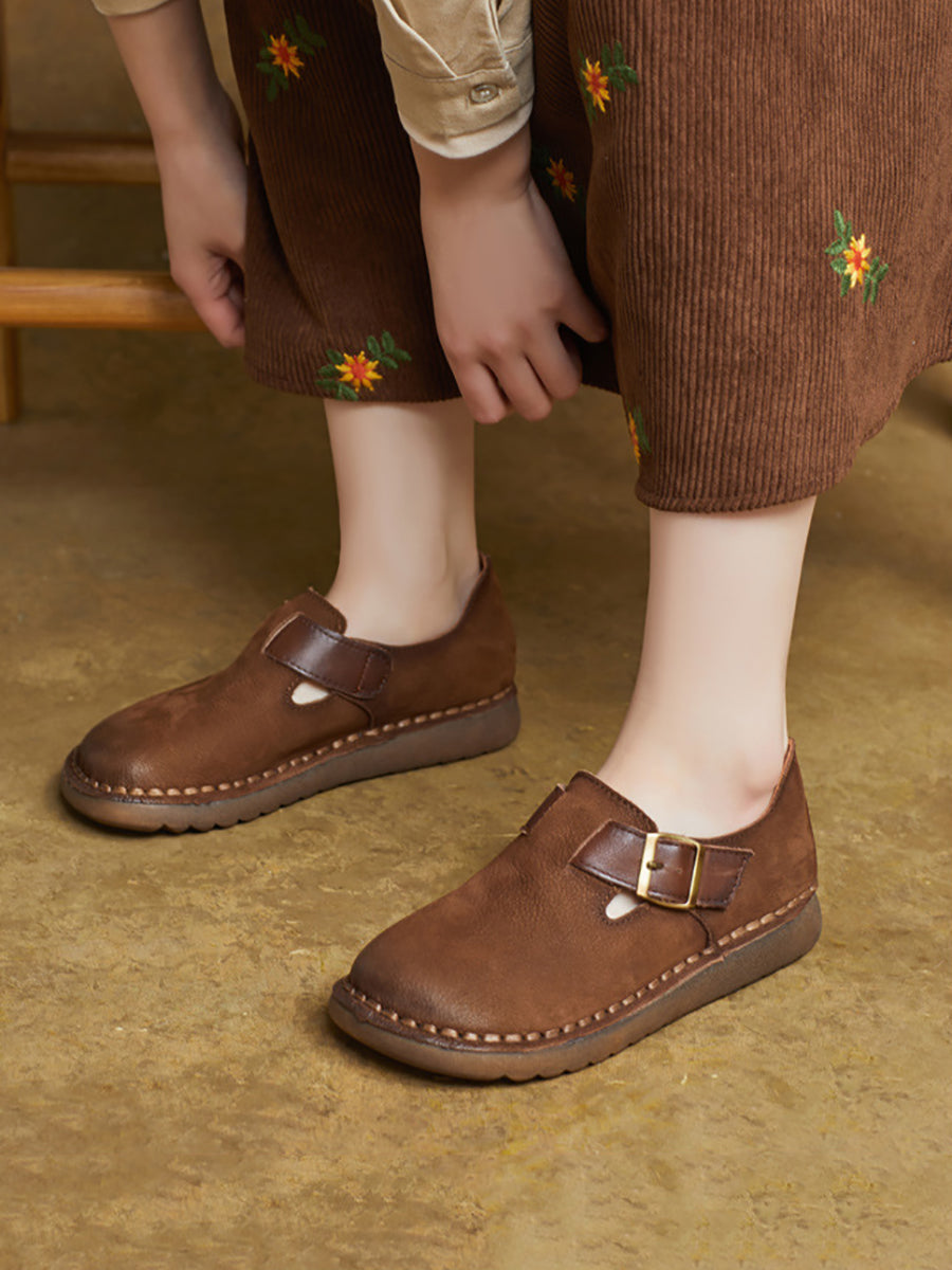 Women Casual Soft Genuine Leather Flat Shoes